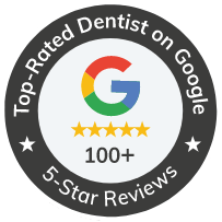 Top rated dentist on Google badge