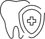 Animated tooth with shield representing emergency dentistry
