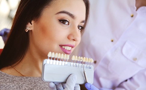 young woman getting veneers in Las Vegas